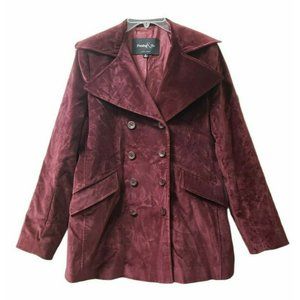 Pasha & Jo of New York Maroon Velvet Jacket Womens Sz 6, wide lapels, Beautiul!